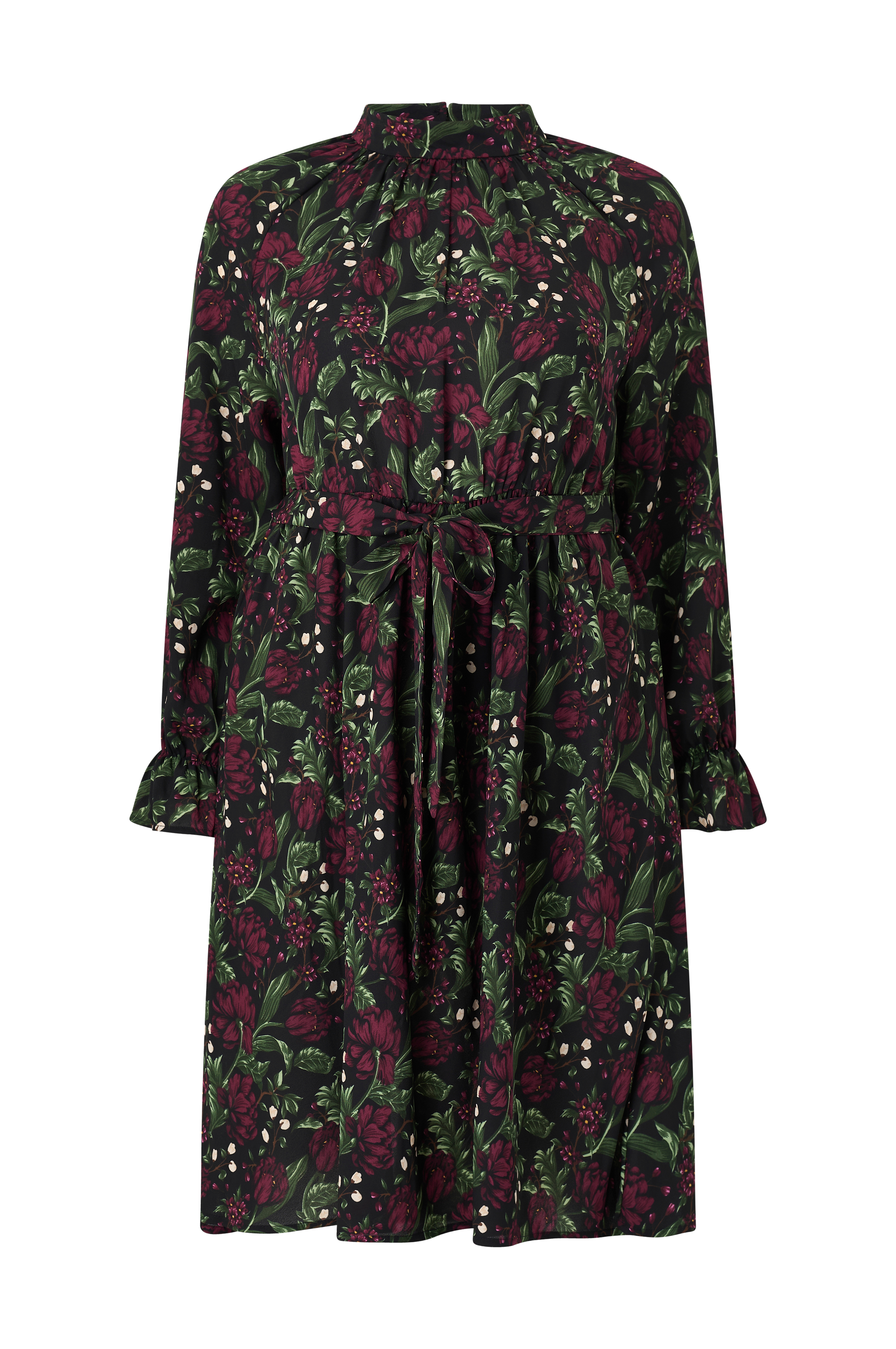Kjole i chiffon med volang v:2709840