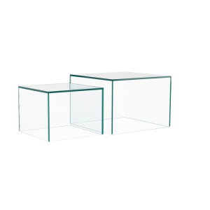 Dice kvadratisk salongbordsett, plate og understell i herdet glass med sett med 2 stk, 50x50x35 cm v:3097887 Dice kvadratisk salongbordsett, plate og understell i herdet glass med sett med 2 stk, 50x50x35 cm v:3097887