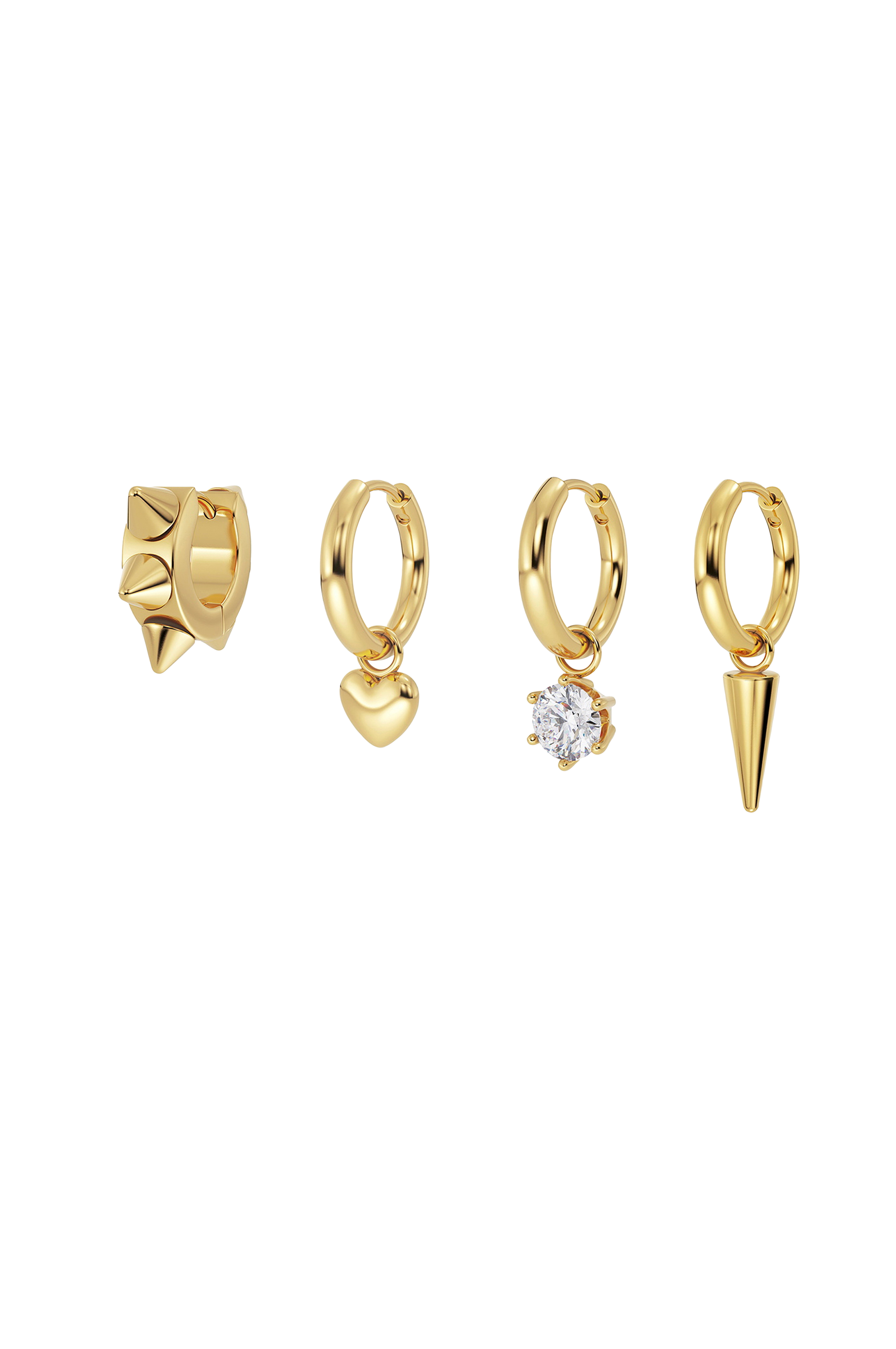 Øredobber Peak Hoops One Heart Gold Set v:3821680