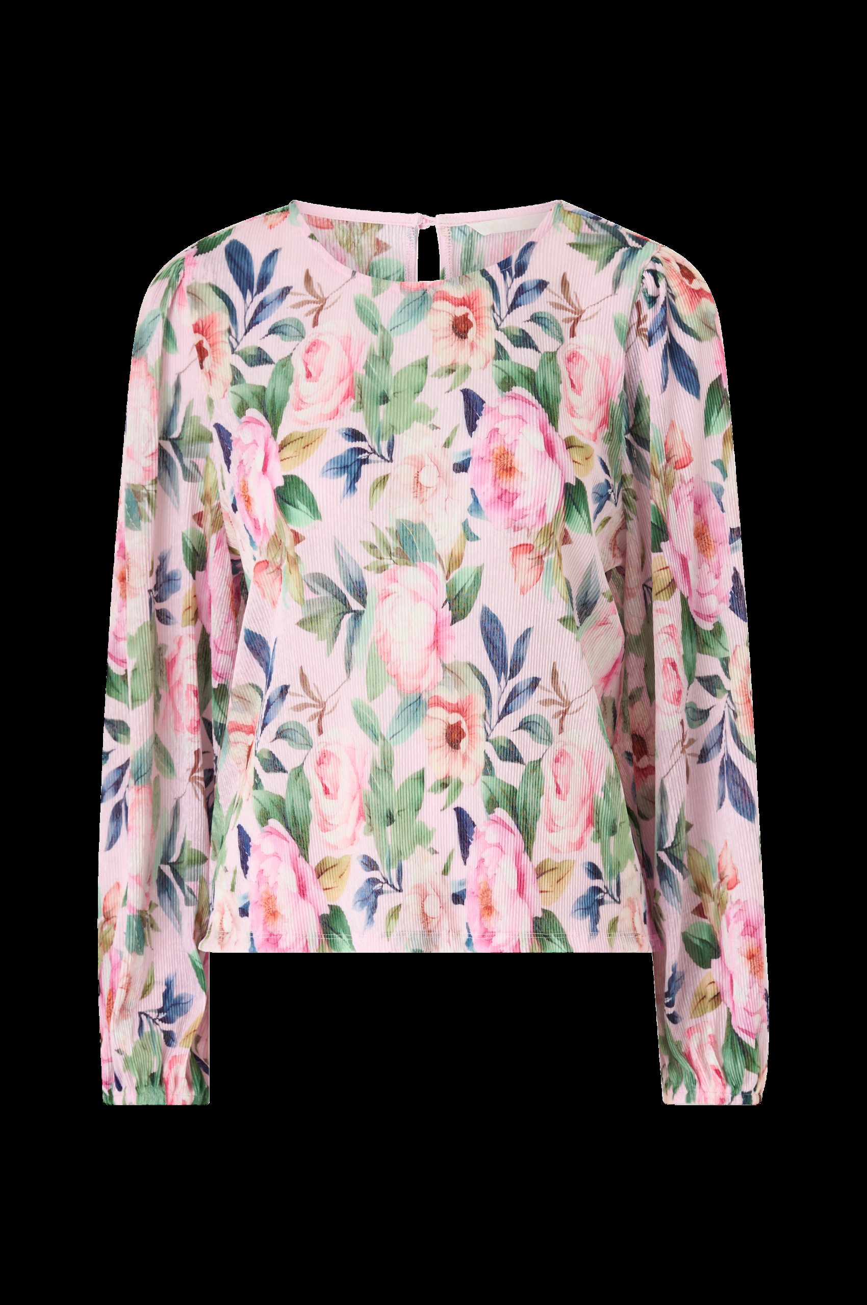 Jerseybluse med pufferme v:9671716