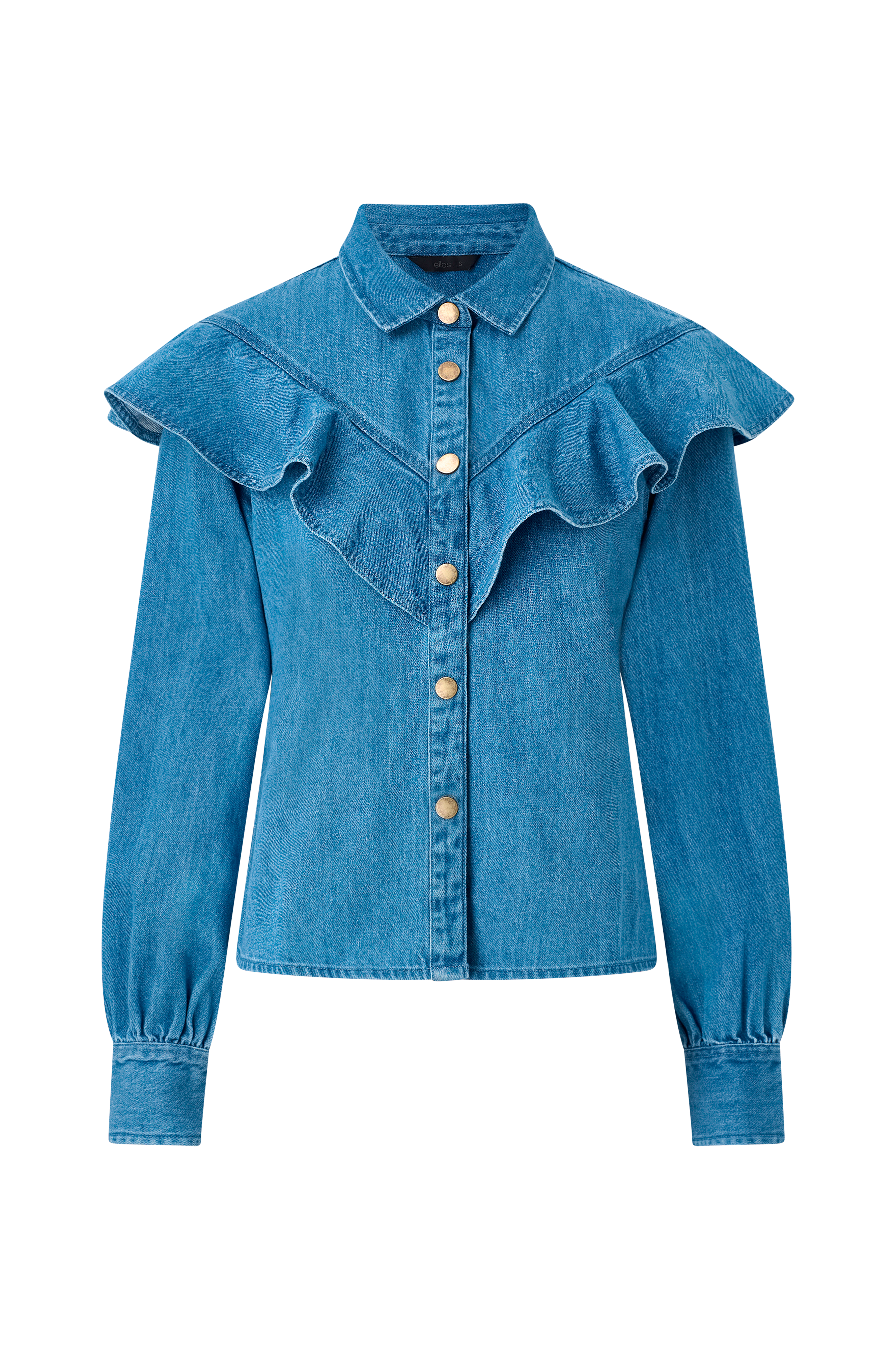 Denimskjorte med volanger v:2985255