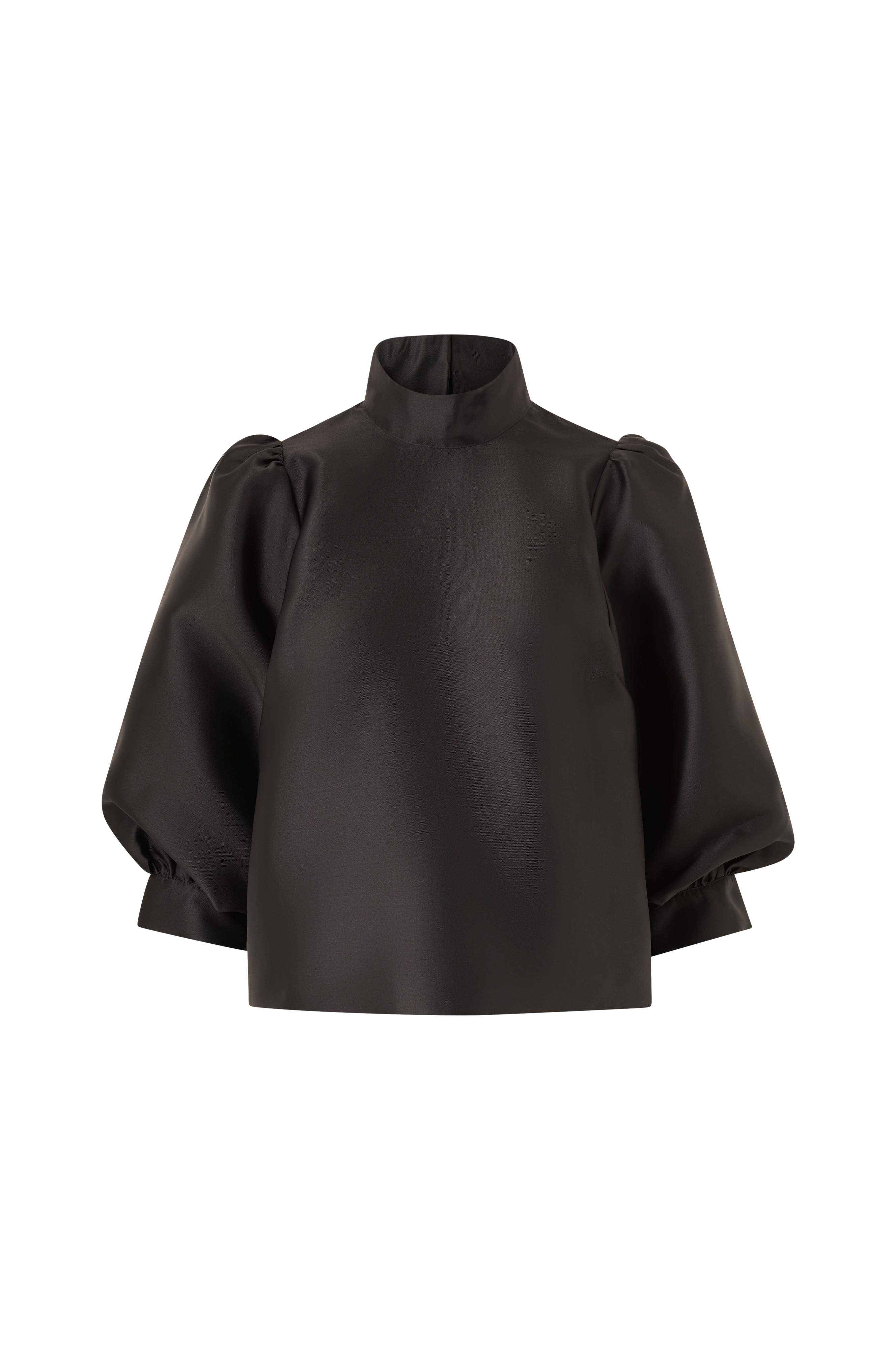 Satengbluse med høy hals v:4332332