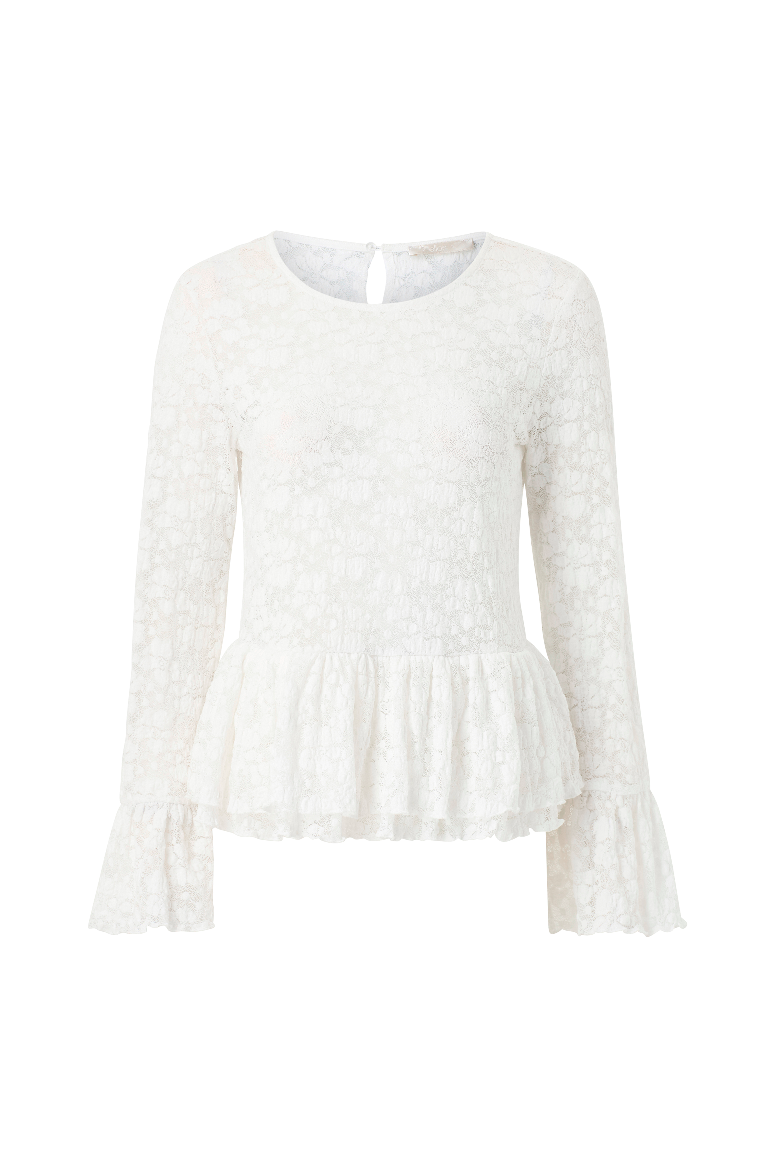 Jerseybluse med volanger v:8796773