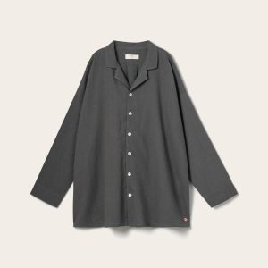 Pysjamasskjorte Long Sleeve Shirt Elly i resirkulert halvlinne v:8704175