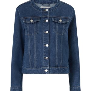 Denim jakke med avrundet hals v:9075564