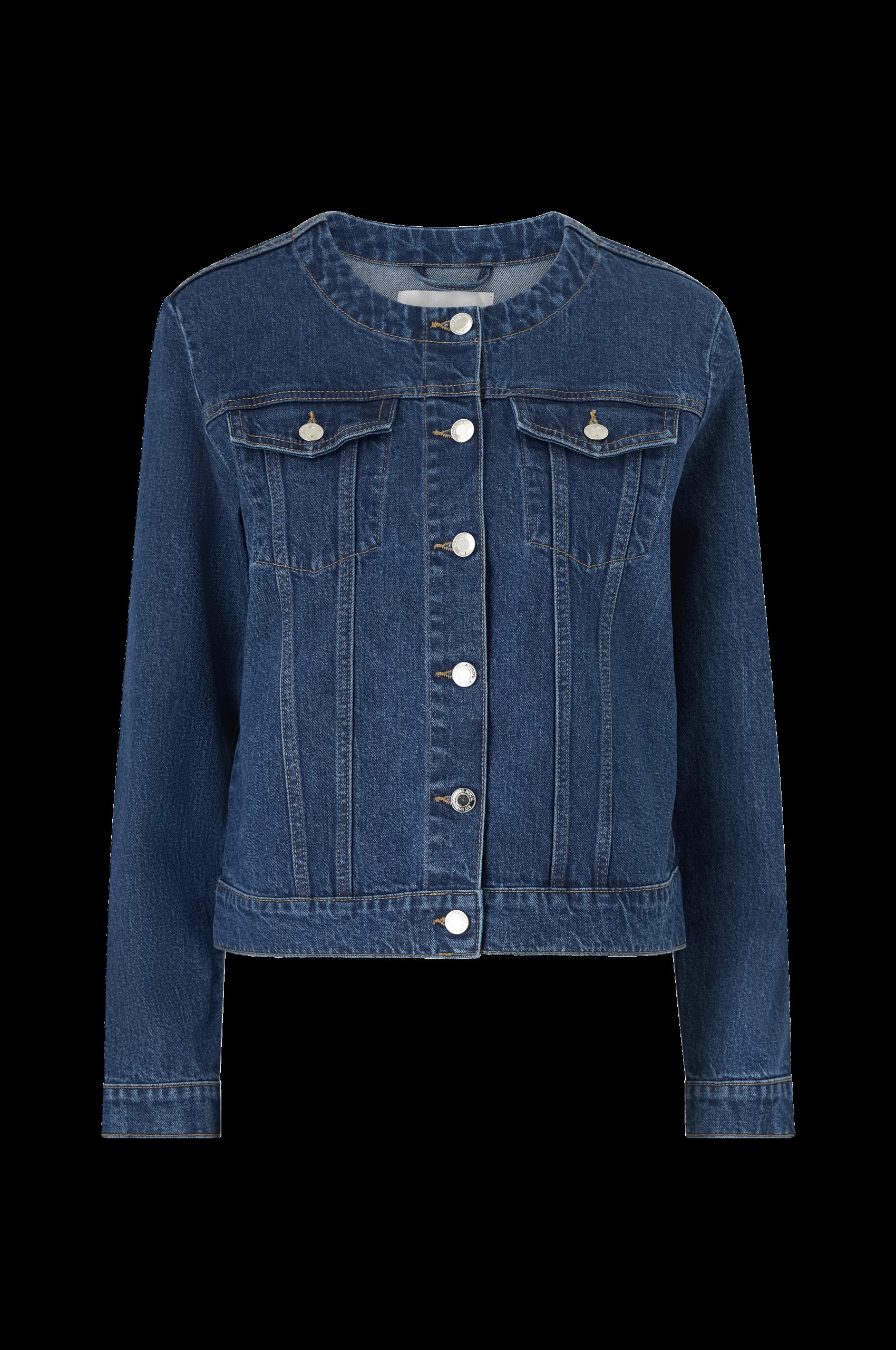 Denim jakke med avrundet hals v:9075564