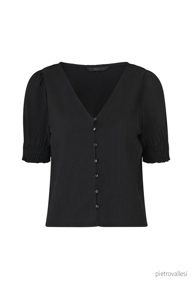 Jerseybluse med puffermer v:1014897