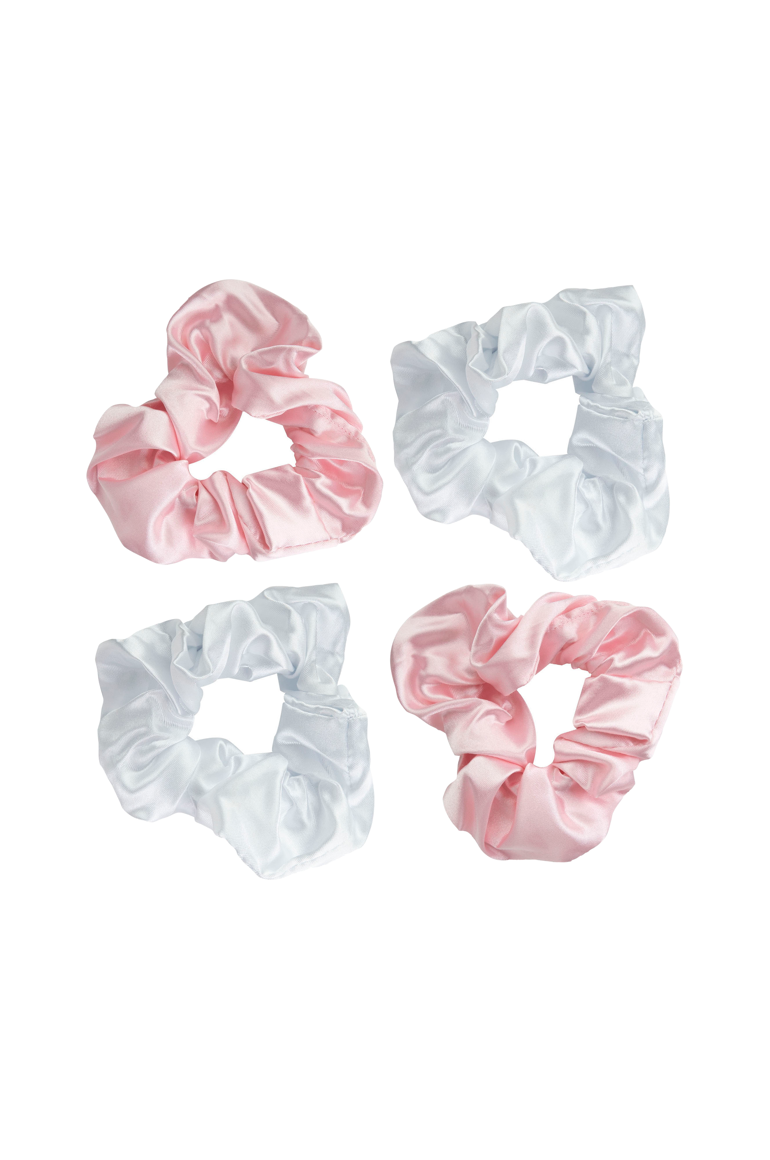 Pink & White Satin Scrunchies 3 Pcs v:8832689