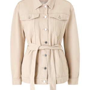 Denim jakke med knytbart belte v:9180091