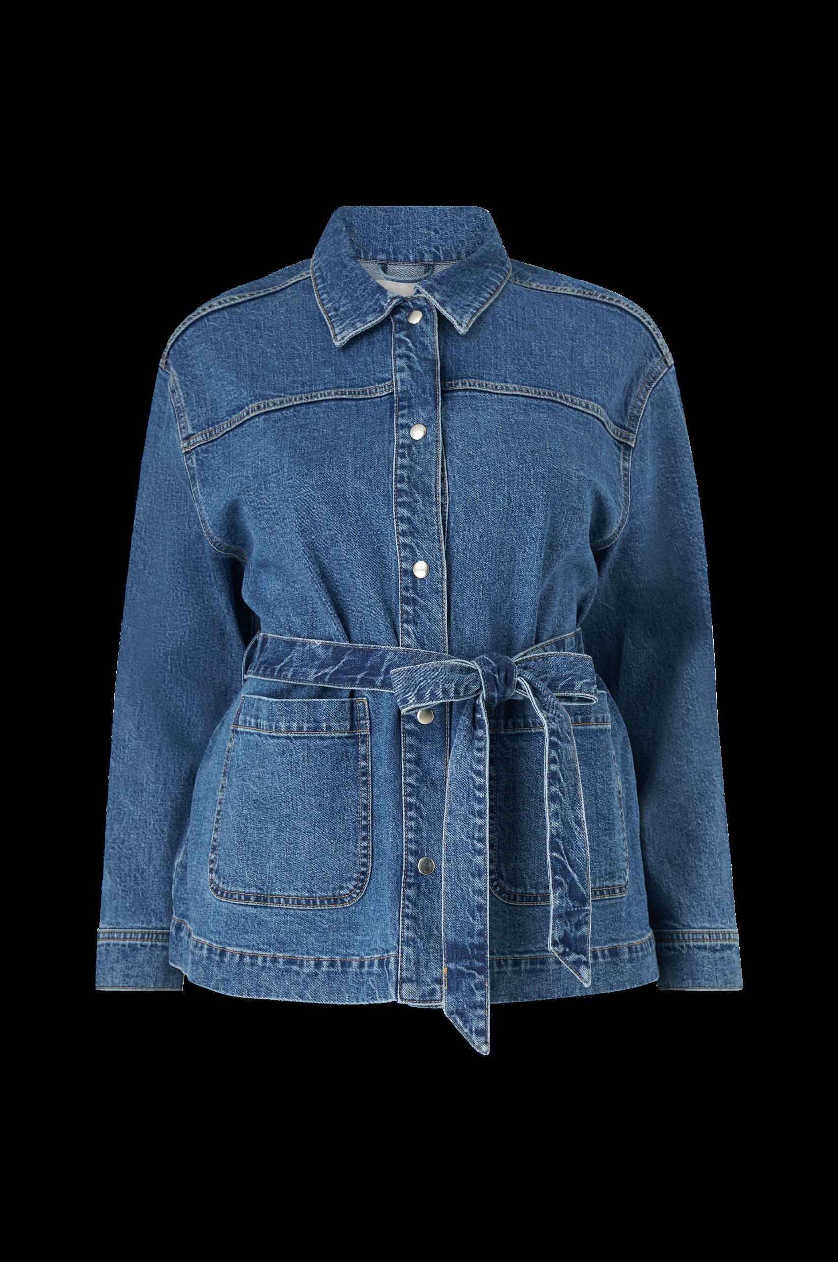Denim jakke med knytbelte v:4799476