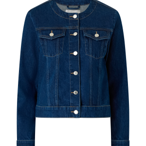 Denim jakke med avrundet hals v:9584672